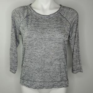 LOFT gray and white 3/4 length sleeve top